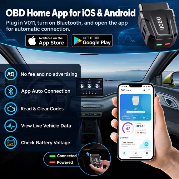 CICPAP Bluetooth OBD2 Scanner, Car Code Reader for iOS & Android, No Subscription