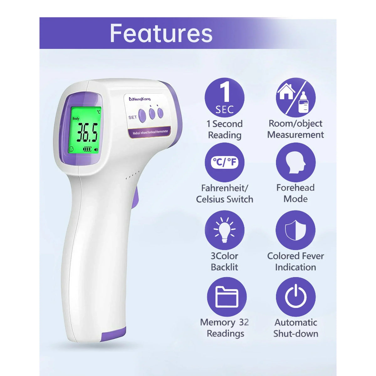 SUWU Non Contact Infrared Thermometer for Forehead, Food and Bath Touchless Thermometer for Adults, Babies, Toddlers and Kids