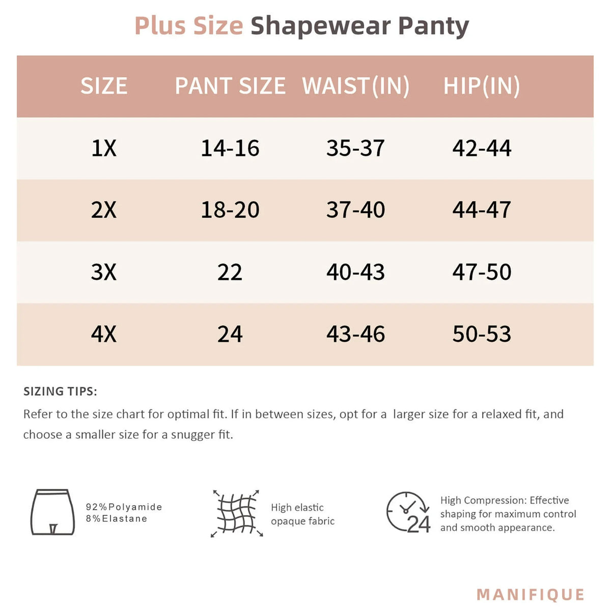 MANIFIQUE Plus Size Body Shaper Tummy Control Panty  Shapewear for Women, Black+Beige, 2 Pack