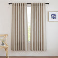NICETOWN 52x72 Inch Light Beige Faux Linen Semi Sheer Curtains, Light Filtering Bedroom Drapes with Rod Pocket Back Tab for Cozy Spaces, 2 Panels