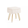 Hyleory Teddy Fabric Storage Ottoman, Vanity Stool Plush with Hidden Storage for Bedroom Living Room Vanity