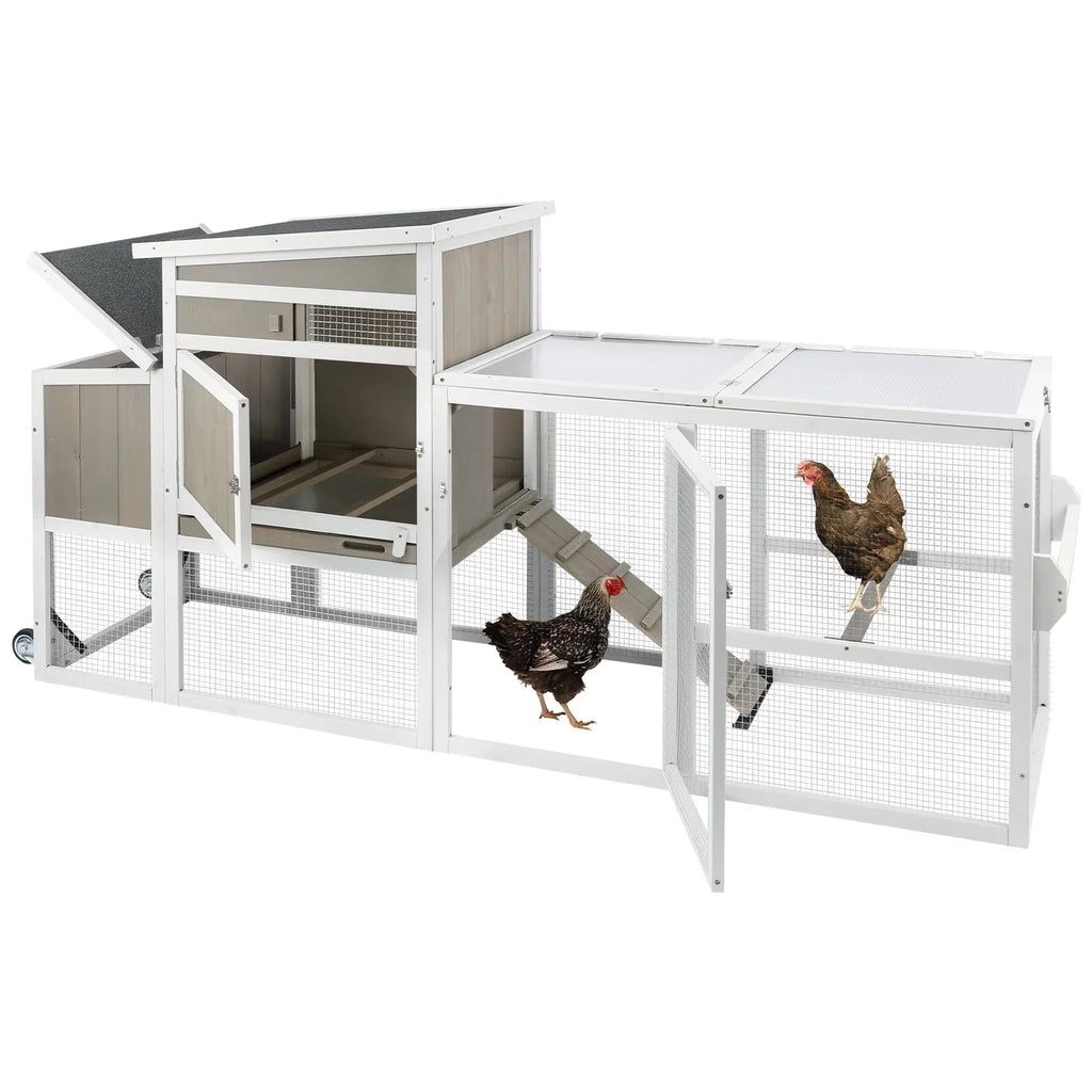 PETSCOSSET Chicken Coop Chicken House Outdoor with 3 Perches, Nesting Box and Removable Tray Hen House Rabbit Hutch Chicken Poultry Cage with Ramp Run for Garden Backyard