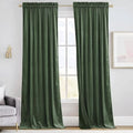 NICETOWN Velvet Blackout Curtains 96 Inch Long for Bedroom, Thermal Insulated Window Drapes, Olive Green, 2 Panels