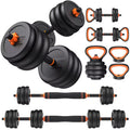FED FITNESS Adjustable Dumbbells 30 lbs with Connector, 5 in1 Dumbbells Set Used as Barbell, Kettlebells, Push up Stand, Weight Plate