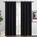 NICETOWN 52"x84" Grommet Top Thermal Insulated Black Drapes 2 Panels Blackout Noise Reducing for Office