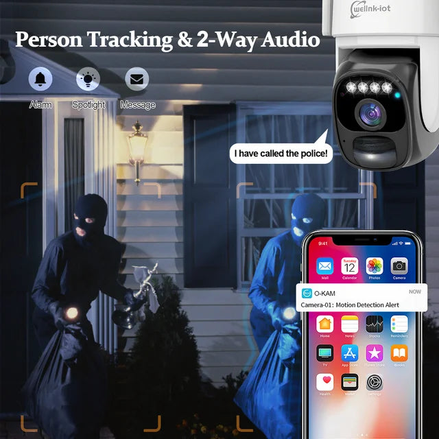 4G LTE Cellular Solar Security Camera Wireless Outdoor, No WiFi Solar Powered Camera, 360 Live View, 2K Color Night Vision, PIR Motion Sensor, 2 Way Talk, Built in SIM Card
