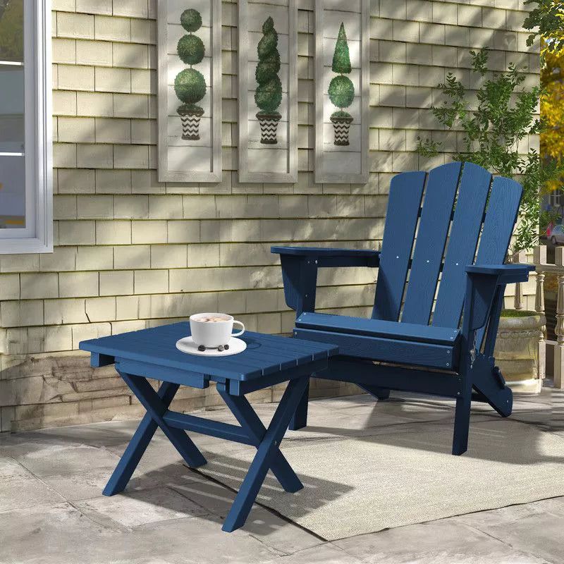 Hyleory HDPE Portable Patio End Table Set of 2 , Folding Outdoor Coffee Table