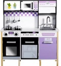 Kinder King Wooden Kids Play Kitchen, Toy Kitchen Playset for Toddler, Realistic Kitchen Set w/Lights & Sounds, Gift for Boys Girls Age 3+, Purple