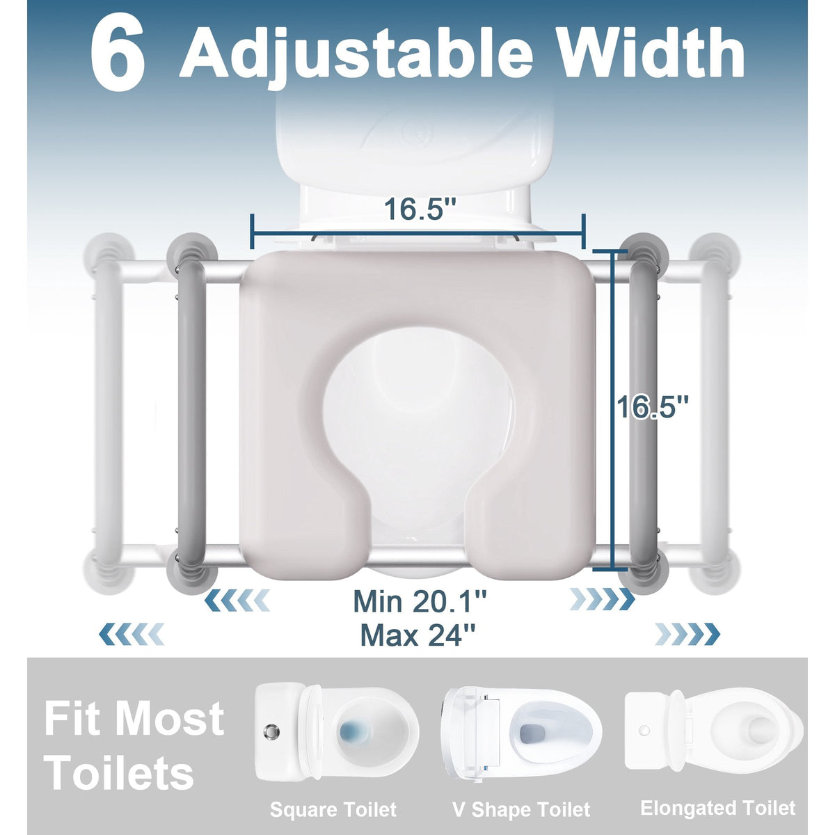 ZOTO Toilet Seat Risers for Seniors, 400 LBS Raised Toilet Seat, Toilet Riser with Handles, Handicap Elevated Toilet Seat with Adjustable Height & Width for Elderly, Pregnant