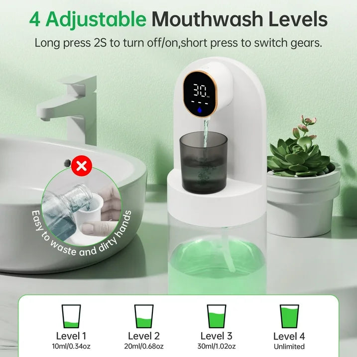 Automatic Mouthwash Dispenser,21Oz/600ml 2025 New Power System 2000mAH 180 Battery life for Kitchen Bathroom Accessories