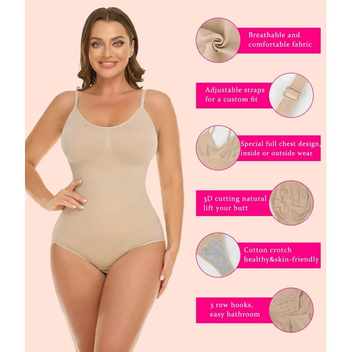 MANIFIQUE 3 Piece Shapewear Bodysuits Women Clothing Tummy Control Seamless Full Body Shaper V Neck Jumpsuits Top