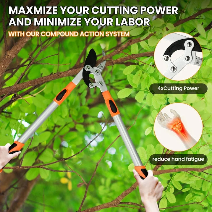 Sentryse Extendable Anvil Loppers, 27 41  Telescopic Tree Trimmer, Long Handle Branch Cutter with 2 Clean Cut Capacity for Gardening Pruning