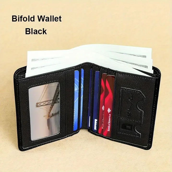 Genuine Leather Rfid Wallets For Men Vintage Thin Short Multi Function ID Credit Card Holder Money Bag Give Gifts To Men On Valentine's Day