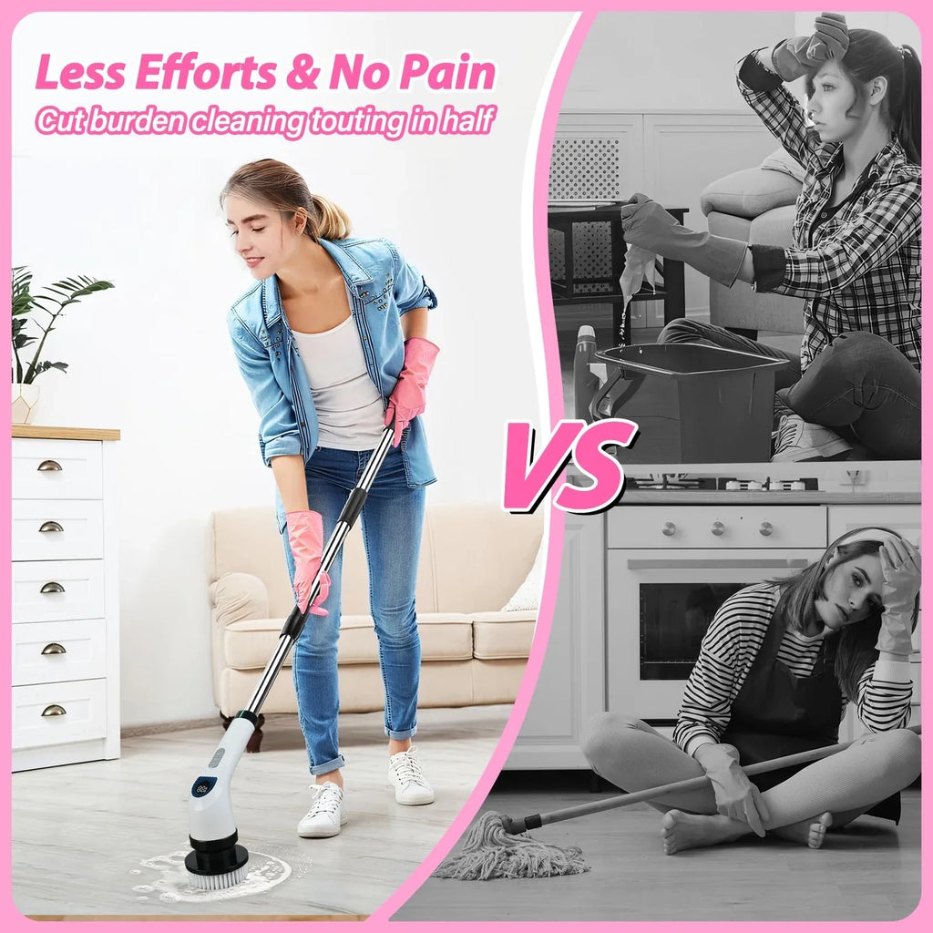 2025 New Electric Spin Scrubber, Ipx7 Waterproof Power Shower Scrubber with Extension Handle - 120 Minutes Runtime