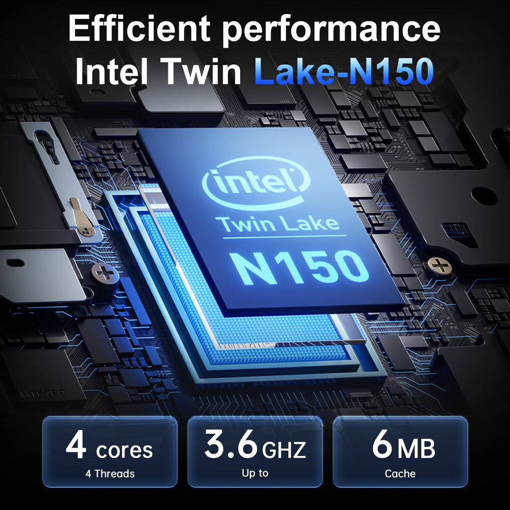 NIPOGI Mini PC intel 12th Gen N150 Processor, Mini Desktop Computers 16GB DDR4 512GB SSD Support 4K Display Win11 Pro