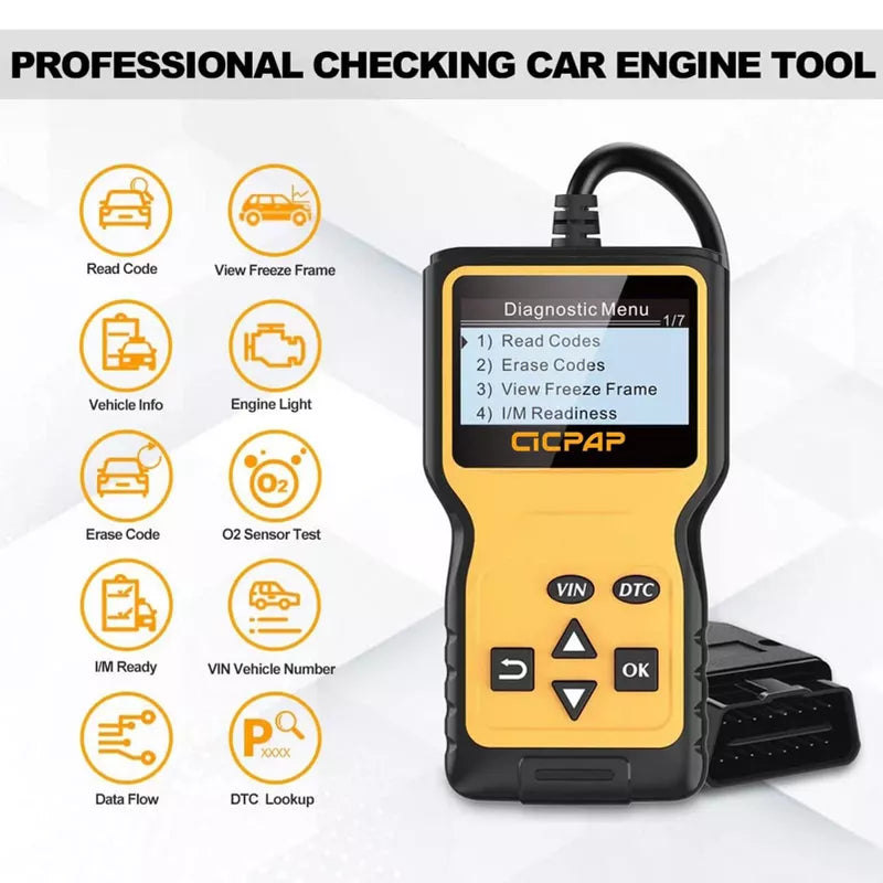 Belatt Car OBD2 Scanner Code Reader, Engine Fault Diagnostic Tool, Read/Clear Codes, Freeze Frame, I/M Readiness, Vehicle Info, Live Data, 1996+ Cars