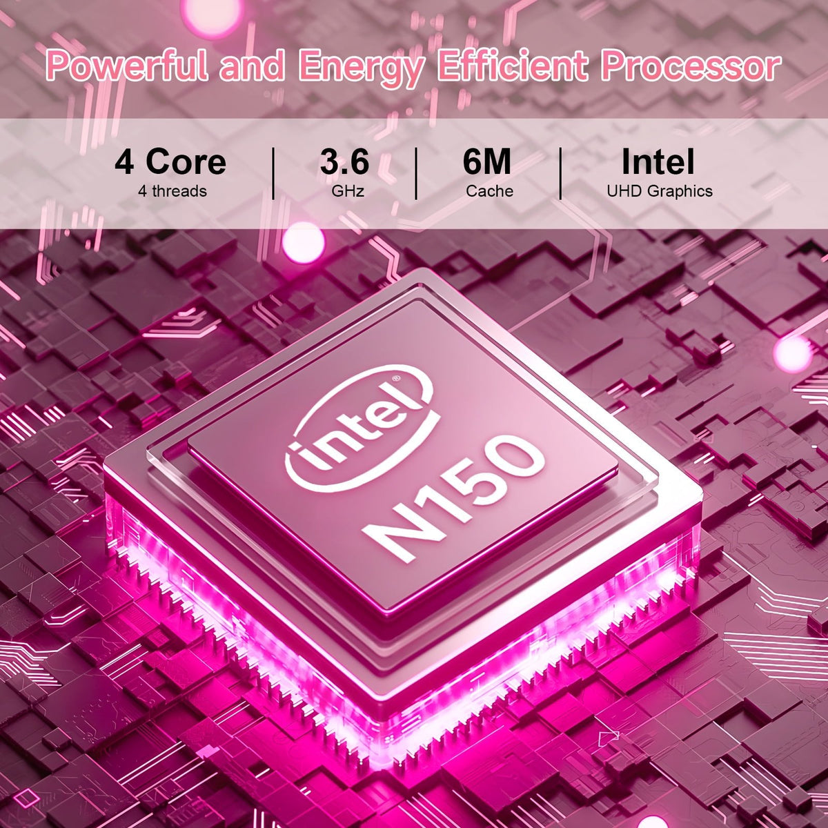 15.6-inch Laptop Computer Pink, LPDDR5 12GB RAM 512GB SSD, Intel Celeron N150 Processor(Up to 3.6GHz), Windows 11 Pro Laptop Computers with FHD IPS Display, WiFi 6, Bluetooth 6.0, Type-C, HDMI, USB