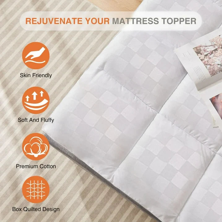 EDX Mattress Topper Twin, 75 x 39 Inch, Extra Thick Bed Topper for Hot Sleepers, 5D Snow Down Alternative Overfilled Plush Pillow Top with 8-21 Inch Deep Pocket Mattress Cover