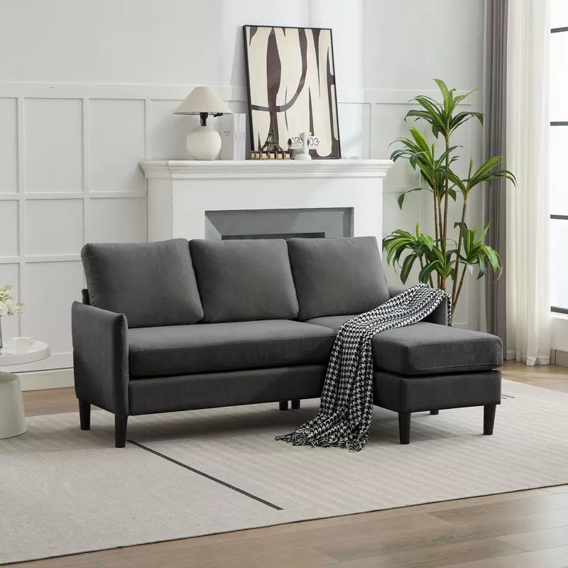 Hyleory Luxury Reversible Chaise Sectional Sofa Set  linen blend Fabric, Modular Left/Right Design, Sturdy Frame for Living Room Home Theater