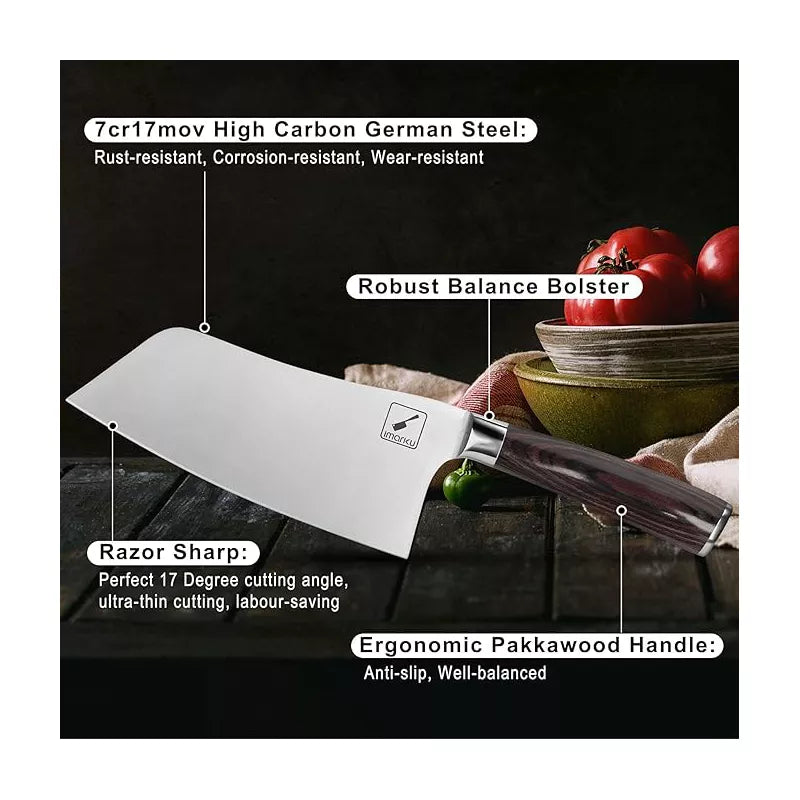 imarku Kitchen Knife, 7 Inch Ultra Sharp Butcher Knife Japanese SUS440A Stainless Steel Cleaver Knife with Ergonomic Handle, Meat Knife for Kitchen