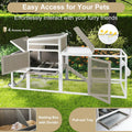 PETSCOSSET Chicken Coop Chicken House Outdoor with 3 Perches, Nesting Box and Removable Tray Hen House Rabbit Hutch Chicken Poultry Cage with Ramp Run for Garden Backyard