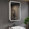 HBEZON LED Medicine Cabinet with Lights and Mirrors, Recess/Wall Mount Bathroom Cabinet, 3 Mode Lights, Dimmable, Anti Fog, Time Temp Display, Silver