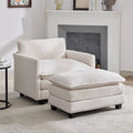 Hyleory 41.34  circle fleece Oversized Accent Chair, Sofa Chair with Ottoman and Large Seat , Modern Armchair for Bedroom Living Room