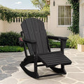 Adirondack Rocking Chair with Retractable Ottoman and Cup Holder, All Weather HDPE Folding Adirondack Chair,Fire Pit Chair for Porches, Patios