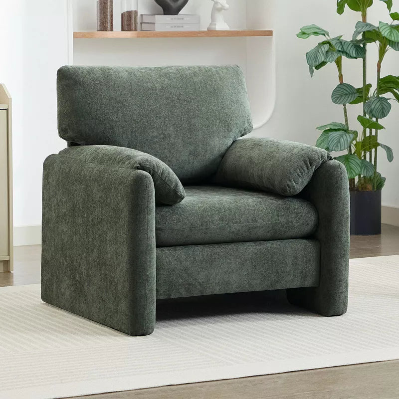 Chenille Oversized Accent Chair, Sofa Chair with Large Seat and Wide Armrests, Modern Armchair Reading Chairs for Bedroom Living Room HYLEORY