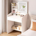 Vanity Desk Set with Square Mirror and Light  Small Vanity Tale with Drawers