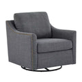 Hyleory Comfortable Linen Swivel Chair  Studded Accents, Smooth Rotation