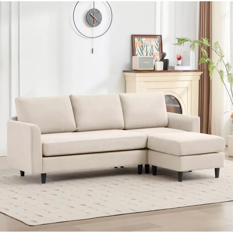 Hyleory L Shaped Sectional Sofa  Breathable Soft Fabric in Simple Warm Design