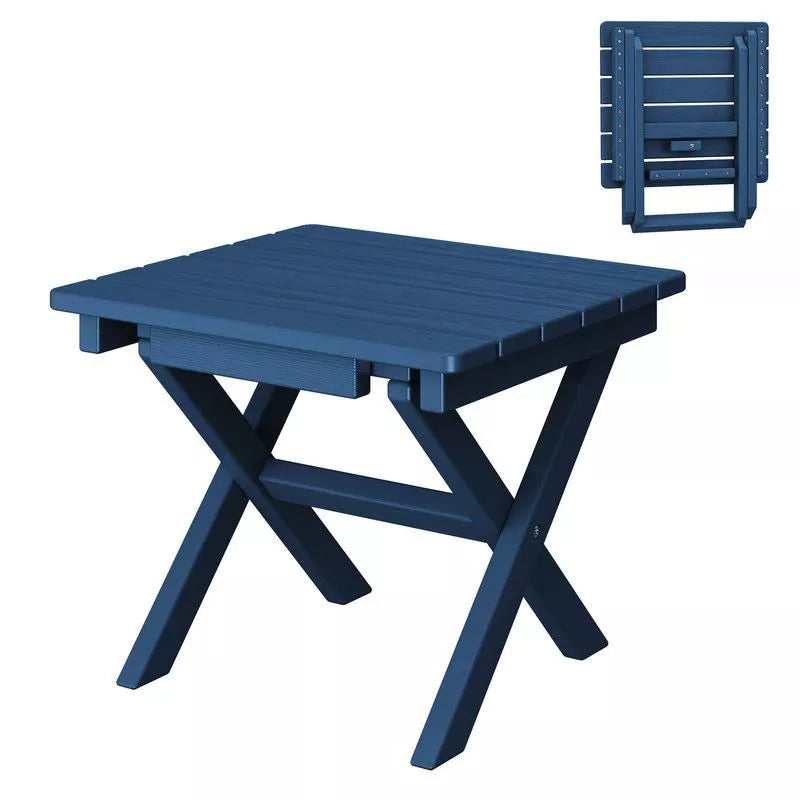 Hyleory HDPE Portable Patio End Table Set of 2 , Folding Outdoor Coffee Table
