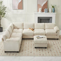 Hyleory 115  Corduroy Oversized Modular Sectional Sofa, U Shaped Couch with Movable Ottoman, Large 7 Seater Corner Sofa for Living Room