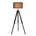 HBEZON 58 Tripod Floor Lamp, Height Adjustable Rubber Wood Standing Lamp with Foot Switch for Living Room, Bedroom, Office
