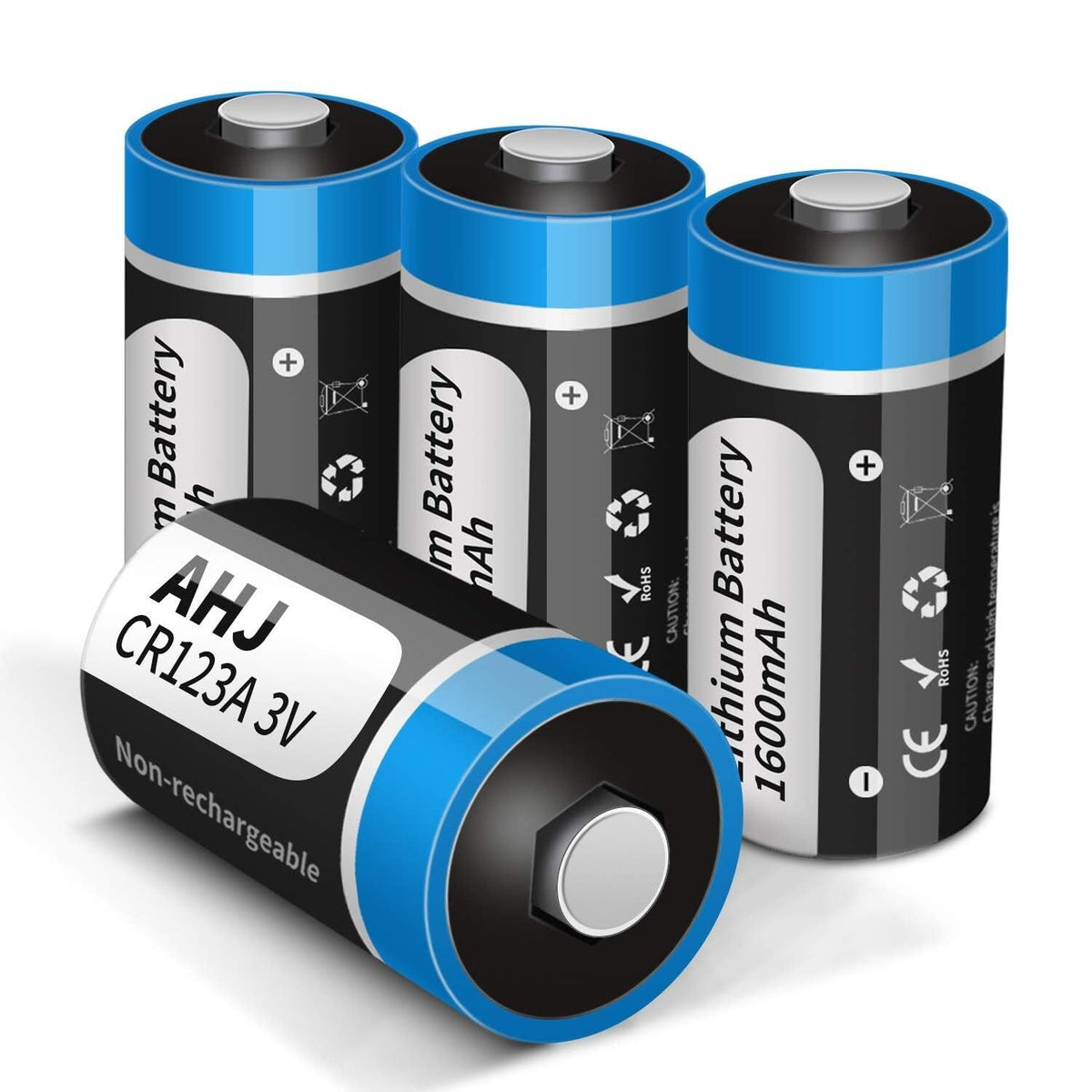 4 Pack CR123A 3V Lithium Batteries, 1600mAh Long-Lasting Power for Flashlights, Alarms & Devices for CR123 CR17345, UL-Certified, Non-Rechargeable