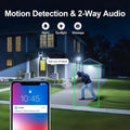 4G LTE Cellular Solar Security Camera Wireless Outdoor, No WiFi Solar Powered Camera, 360 Live View, 2K Color Night Vision, PIR Motion Sensor, 2 Way Talk, Built in SIM Card