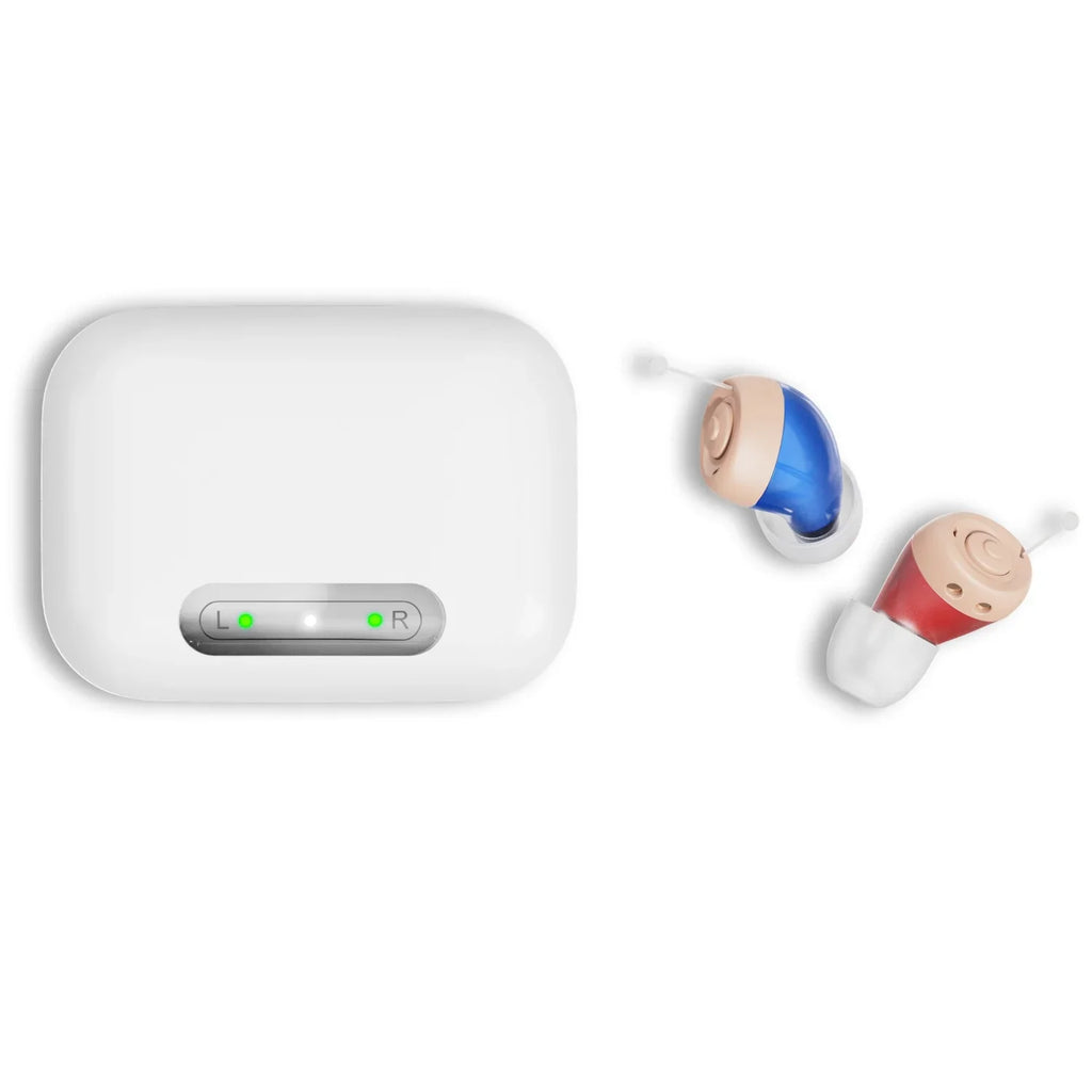 iadr Hearing Aids for Seniors Rechargeable with Noise Cancelling, Adults Hearing Amplifiers for Hearing Loss, Hearing Amplifiers with Magnetic Charging Case,Beige(A49)