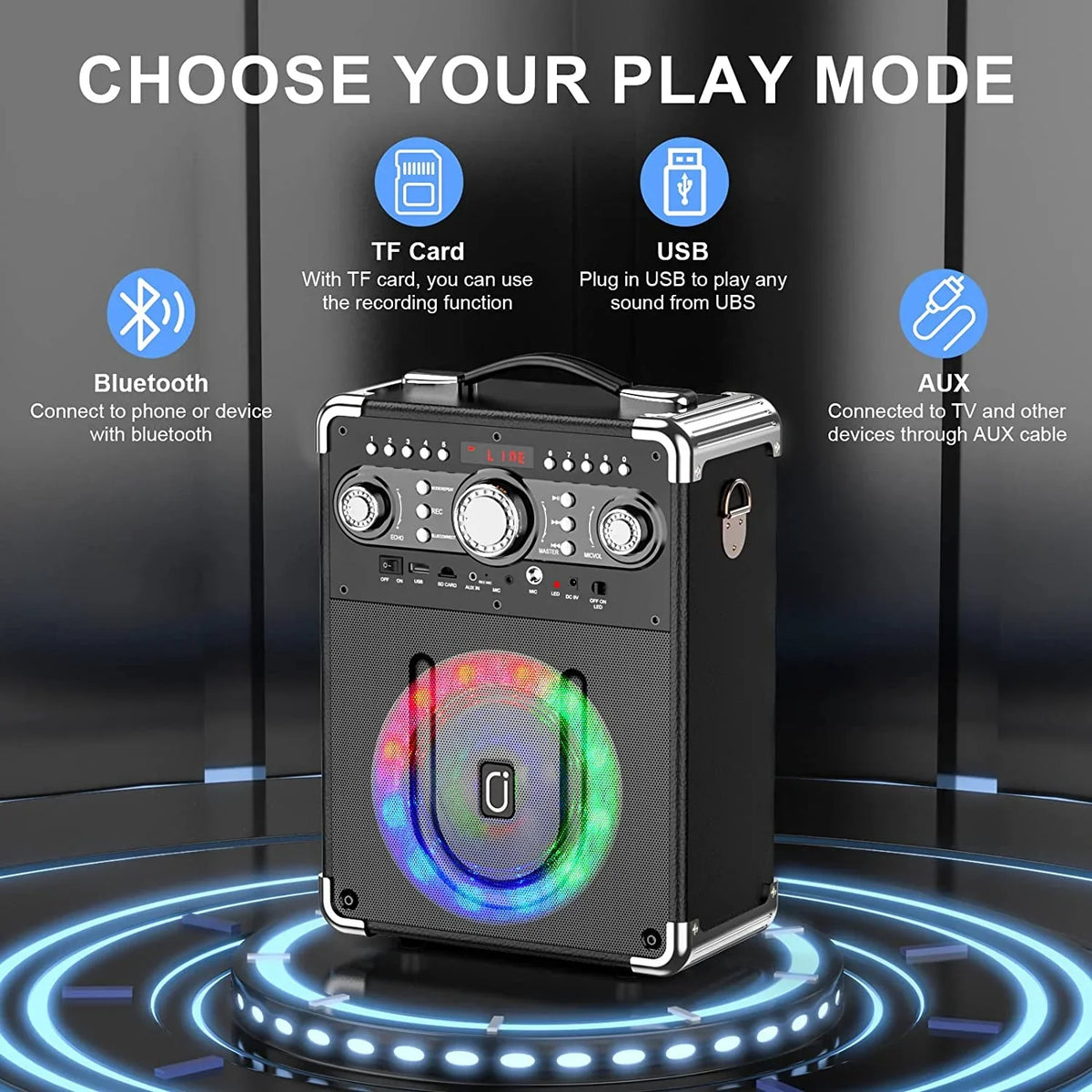 FanFun Karaoke Machine with 3 Wireless Karaoke Microphones, Bluetooth Speaker with DJ Light, Karaoke Speaker with Remote Control, Home Singing Karaoke System for Party, Powerful Stereo Deep Bas
