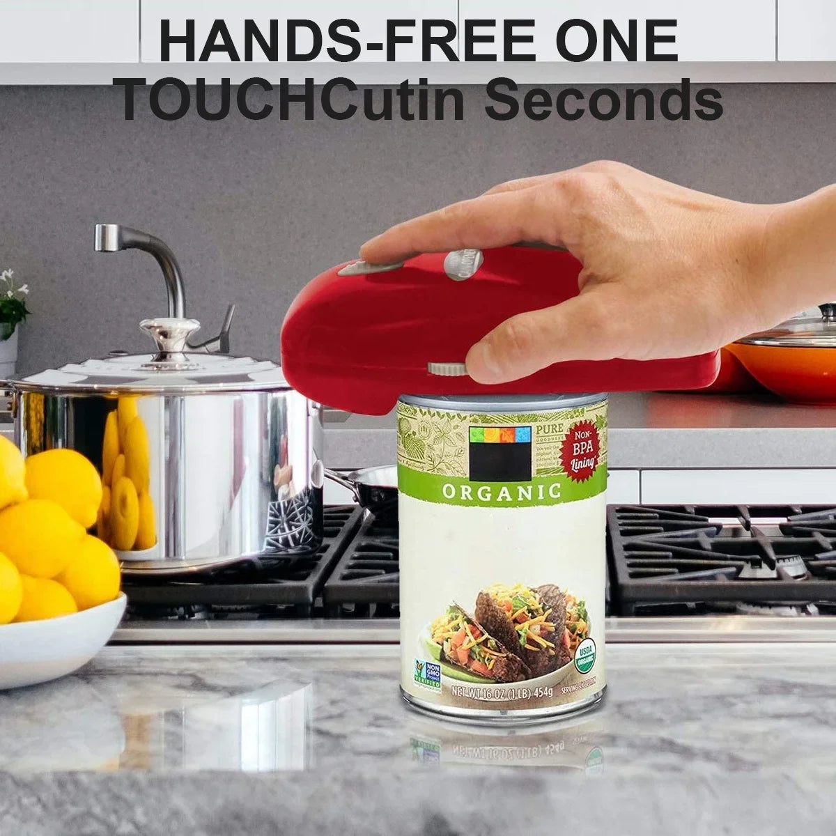 Electric Can Opener, Automatic One-Touch Smooth Edge, Battery Operated, Handheld  Arthritis Friendly, Safe for Food Prep