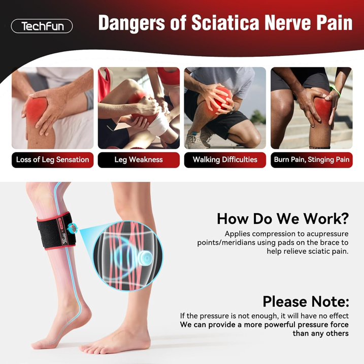 Sciatica Pain Relief Devices 2025 New Sciatica Pain Relief Brace with Adjustable Knob and 2 Versions Pressure Pad for Sciatica Nerve, Lower Back  Hip Pain Relief,Knee Brace for Men Women