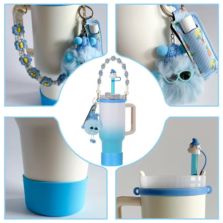 CHIKIXSON Cup Accessories Set Compatible with Stanley Cup Tumbler 40oz  30oz, Cup not included, Blue