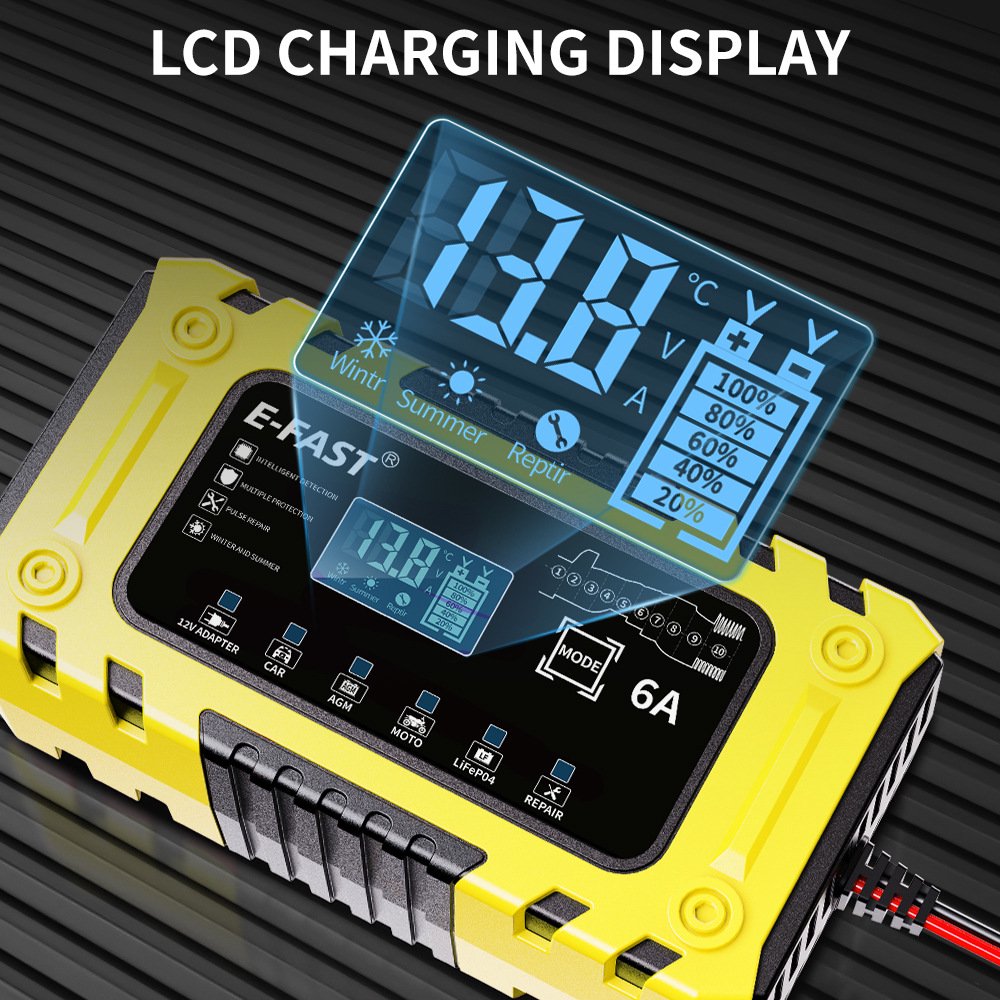 Battery Charger 6 Amp, 12V Fully Automatic Smart Car Battery Charger