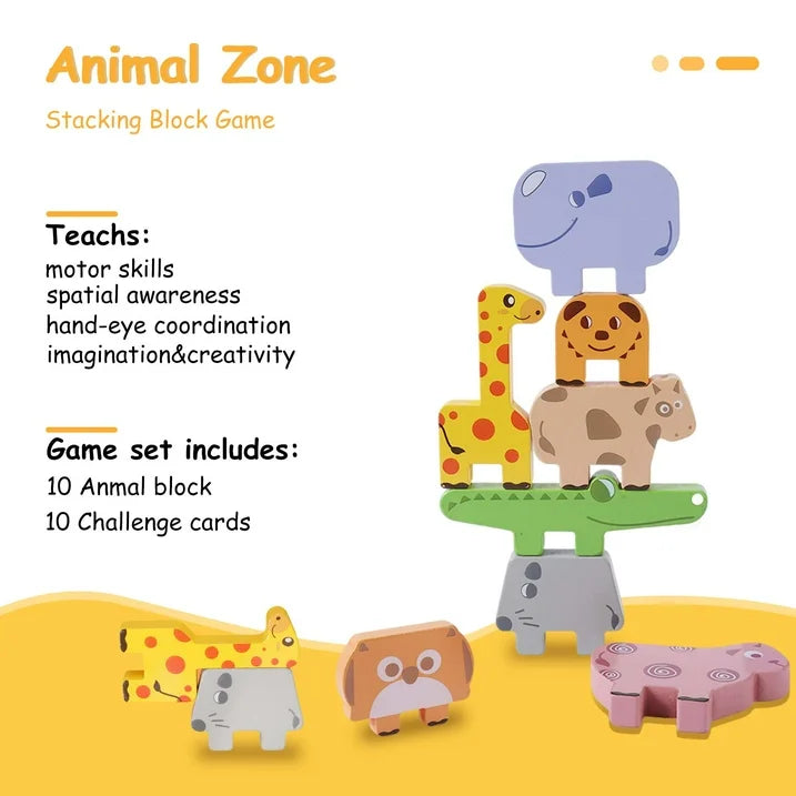 QXQ Montessori Toys for 1 2 3 4 Year Old Boys Girls, 10 pack Wooden Animal Blocks Sorting  Stacking Education Toddler Puzzles Toys, Toddler Toys Age 2 4 4 6 Year Old Girl Boy Birthday Gifts