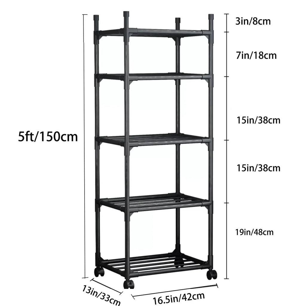 SUSUZI 5 Tier Storage Rack Shelf, Standing Storage Shelving Units for Kitchen Laundry Pantry