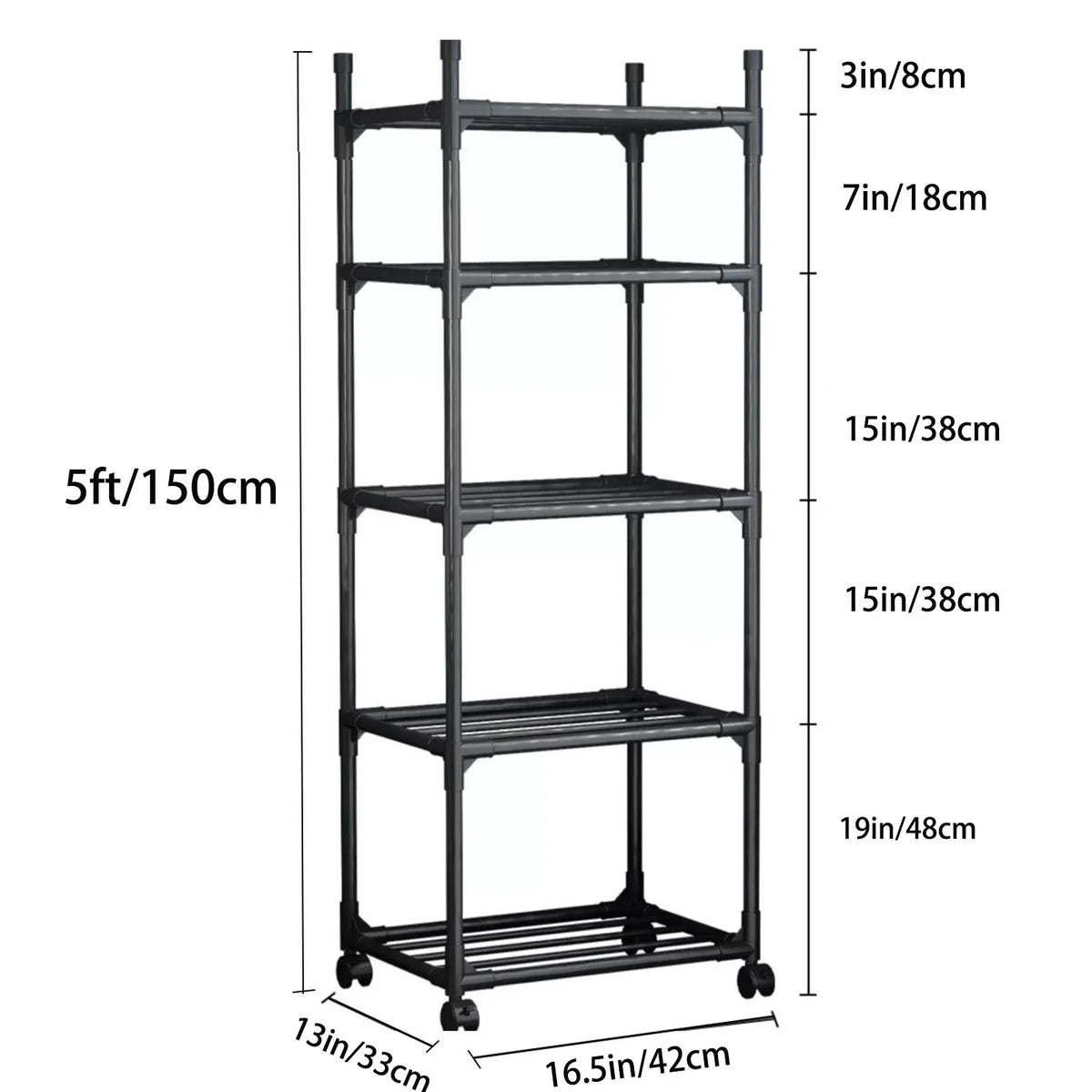 SUSUZI 5 Tier Storage Rack Shelf, Standing Storage Shelving Units for Kitchen Laundry Pantry