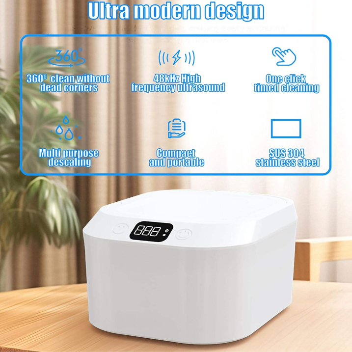 FETERVIC 48kHz Ultrasonic Retainer Cleaner Machine with 220ML, 3 Modes, Ultrasonic Jewelry Cleaner  Denture Cleaner for Aligners, Rings, Watches, and Glasses