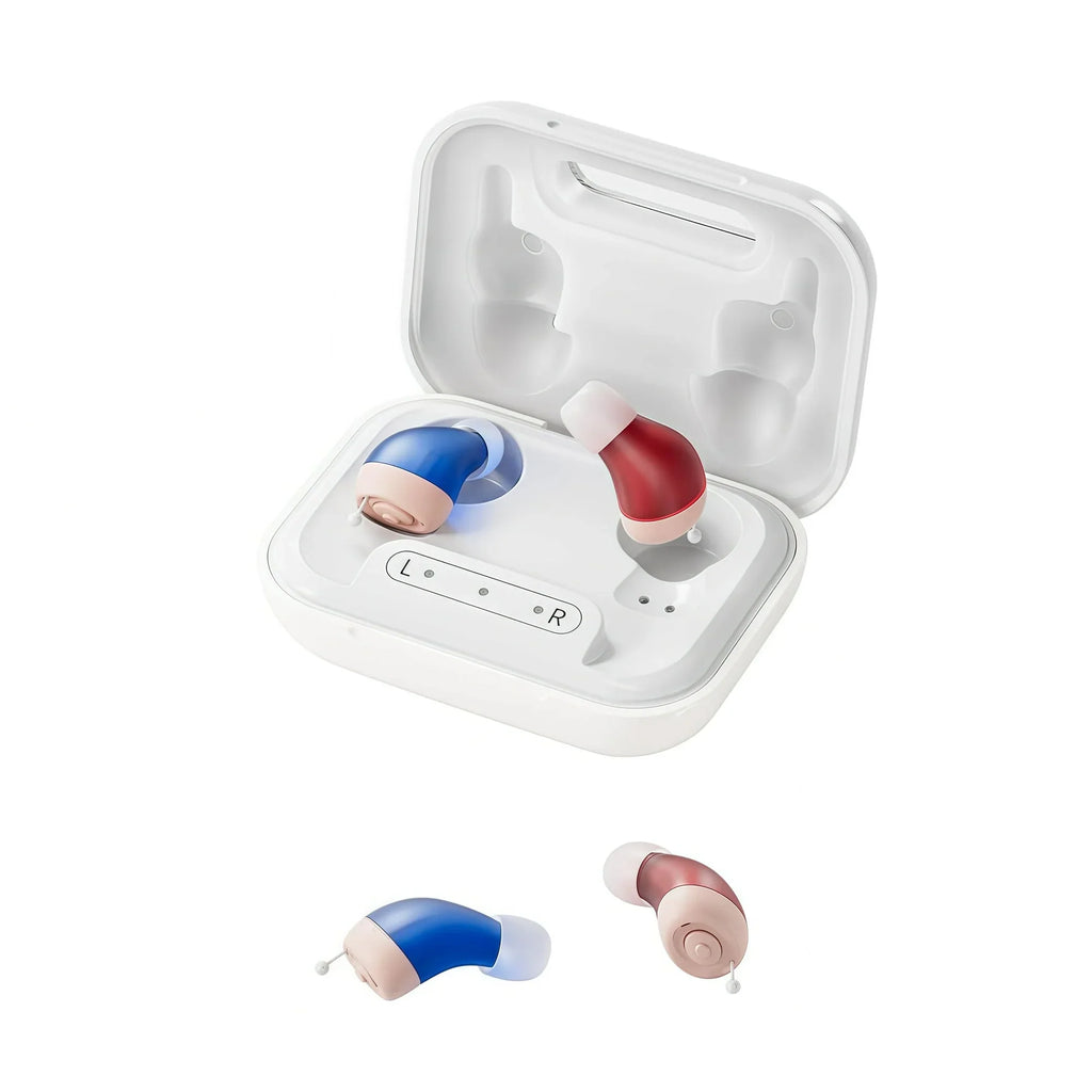 iadr Hearing Aids for Seniors Rechargeable with Noise Cancelling, Adults Hearing Amplifiers for Hearing Loss, Hearing Amplifiers with Magnetic Charging Case,Beige(A49)