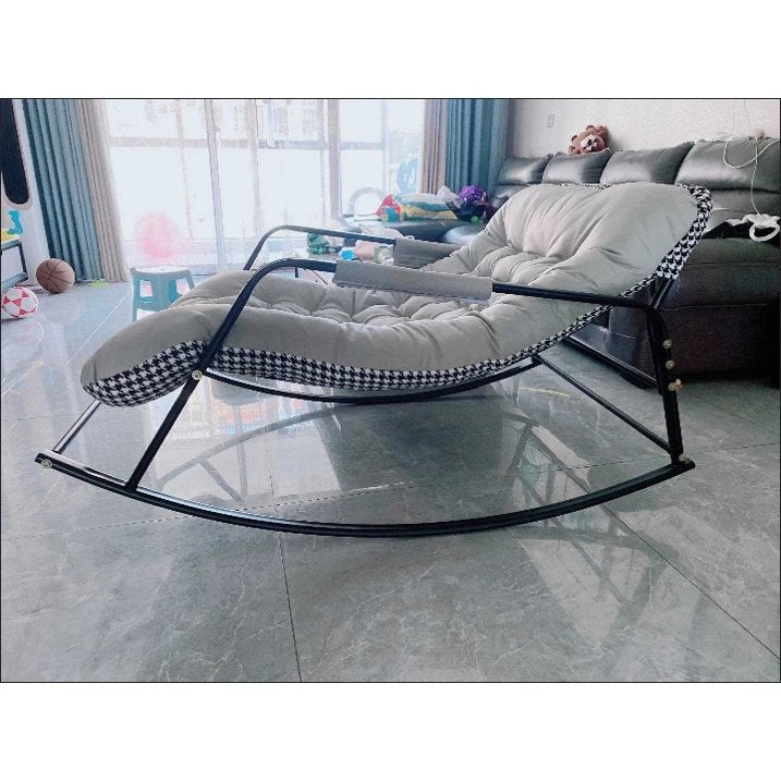 SUSUZI Rocking Chair with Cushion, Lounging Chair for Indoor and Outdoor Patio, Oversize Rocking Chair for Living Room, Porch, Gray