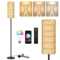 BLITZWILL Arc Floor Lamp with Remote Control, Smart APP Remote Standing Lamps with RGB Bulb,Dimmable, for Living Room Bedroom Office Corner